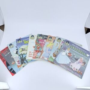 8 VTG Walt Disney See Hear Read Along Books Cinderella Rudolph Peter‎ Pan